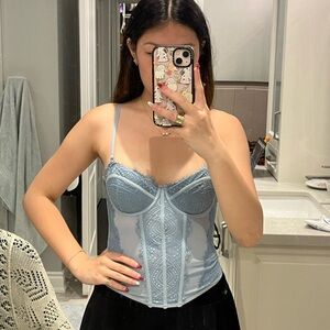 GARAGE baby blue lace corset top